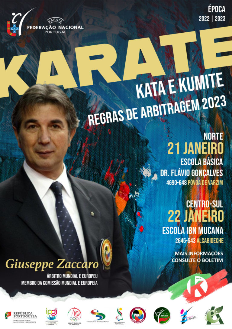 AF “Kata e Kumite – Regras de Arbitragem 2023” com Guiseppe Zaccaro – 21 e 22 Janeiro 2023